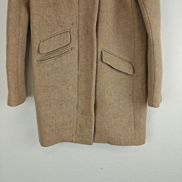 J.Crew Cocoon Coat Italian Stadium-Cloth Wool SANDSTONE - BEIGE Sz 2 (Stains) - Picture 5 of 16